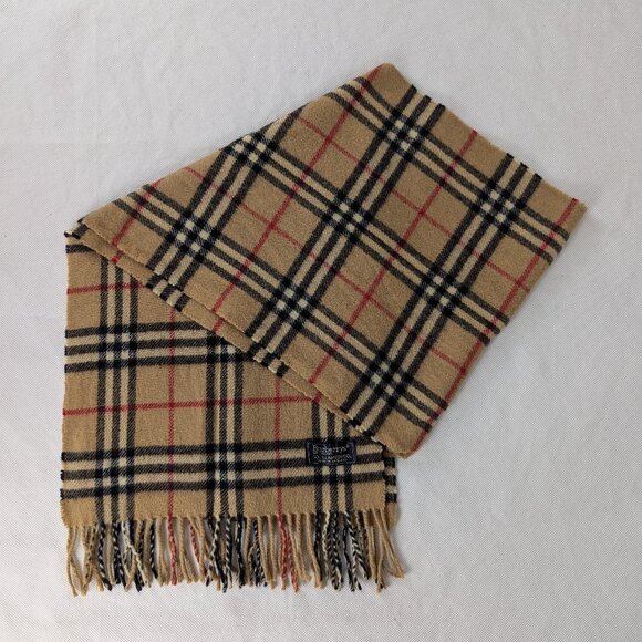 Burberrys Scarf Beige – Unisex 100% Lambswool Check – Pre-Loved – Elegant & Cozy - Picture 1 of 8